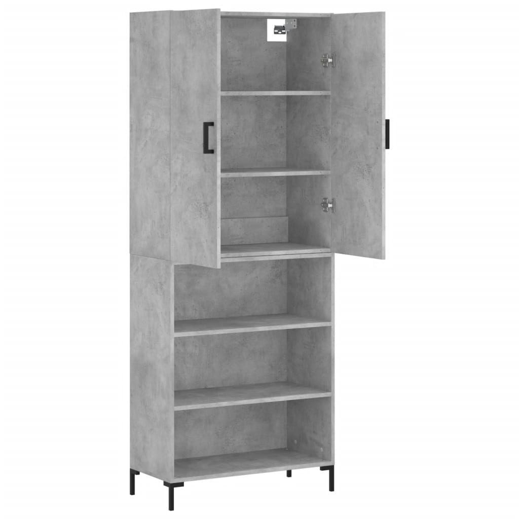 Aparador Alto Madera Contrachapada Gris Hormigón 69,5x34x180 Cm_3