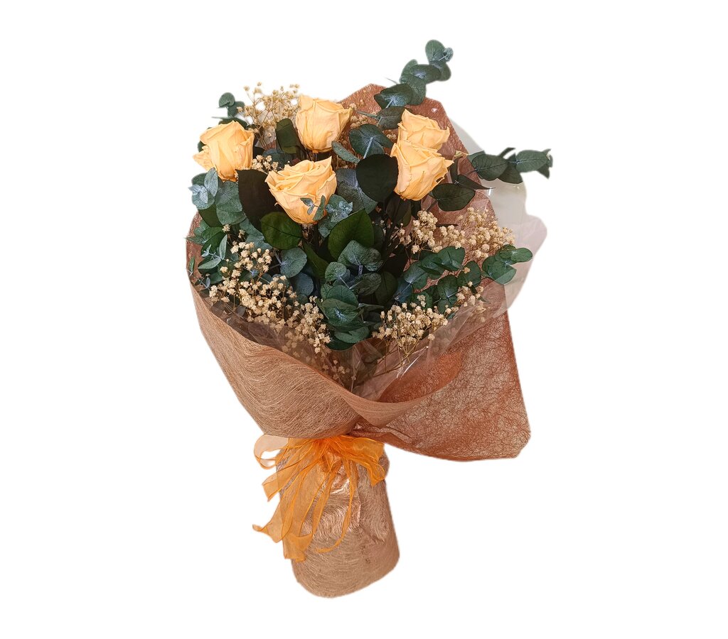 Ramo De Rosas Preservadas Melocotón 6 Flores