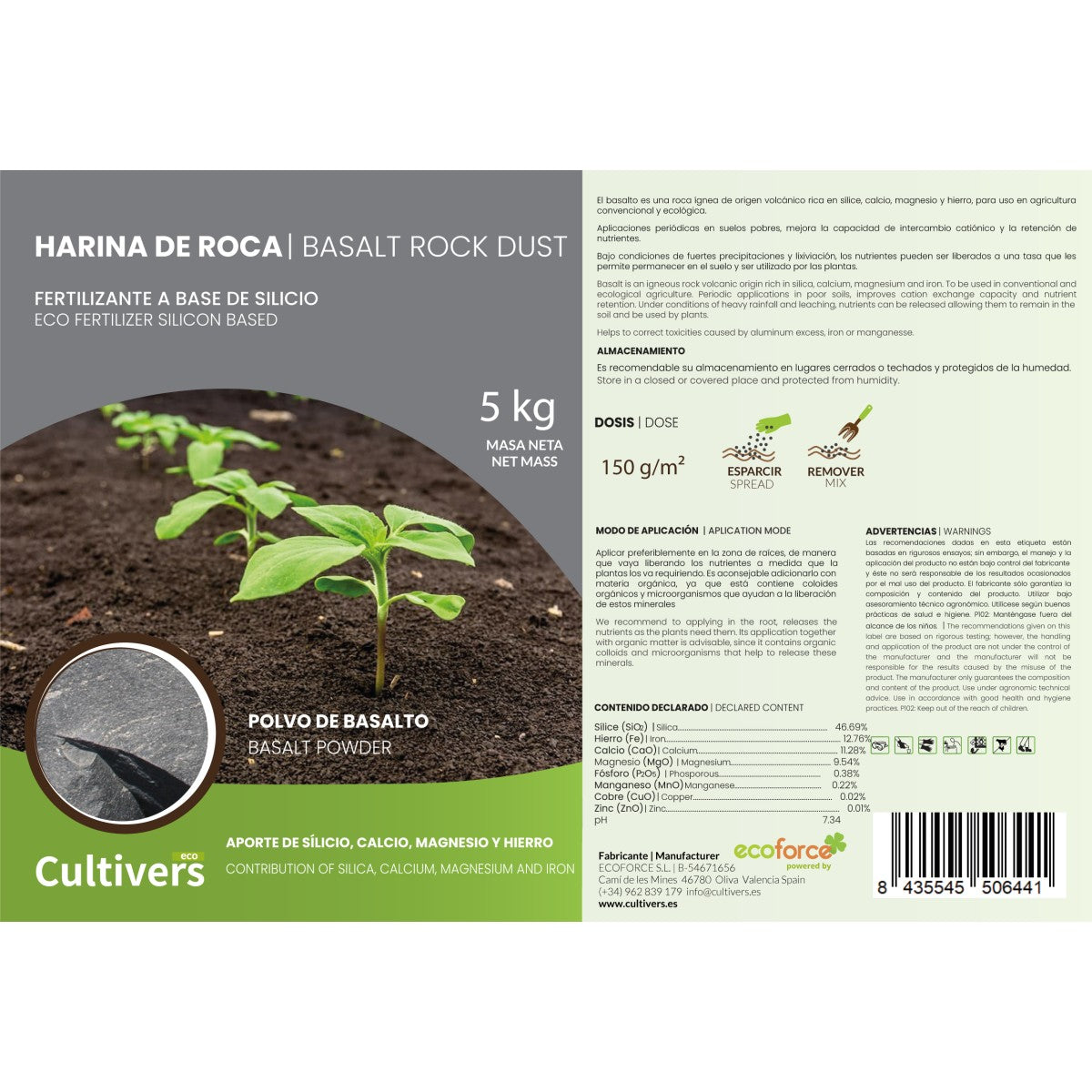 Harina De Roca. Polvo De Basalto Cultivers 6 Kg_3