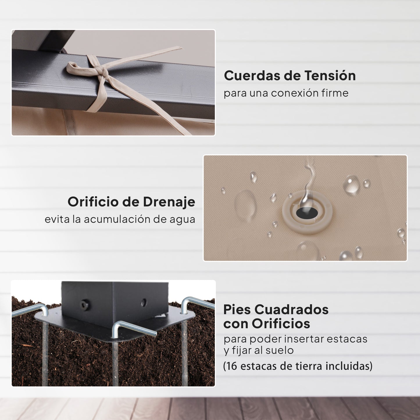 Outsunny Pérgola De Metal 3x3m Gazebo Cenador Para Jardín Patio Con Techo_5