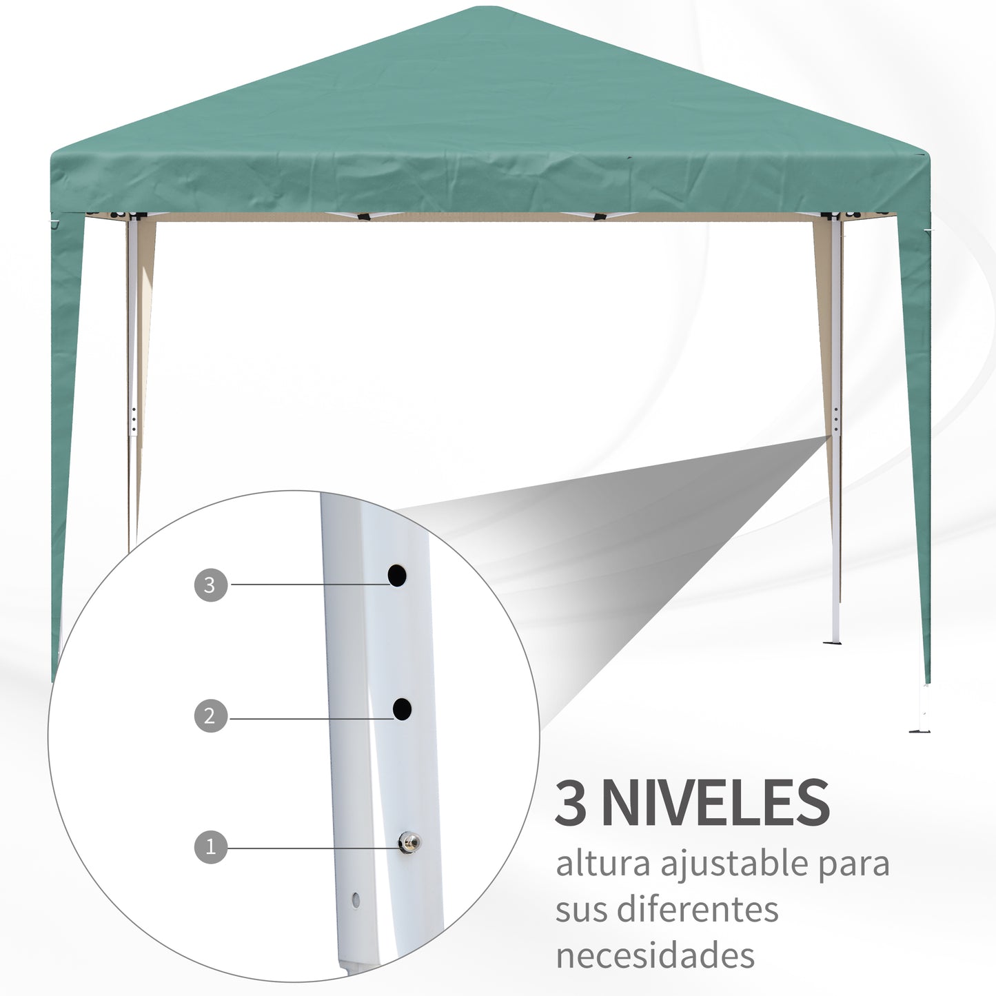 Outsunny Carpa Plegable 3x3 M Con Bolsa De Transporte Altura Ajustable Verde_5