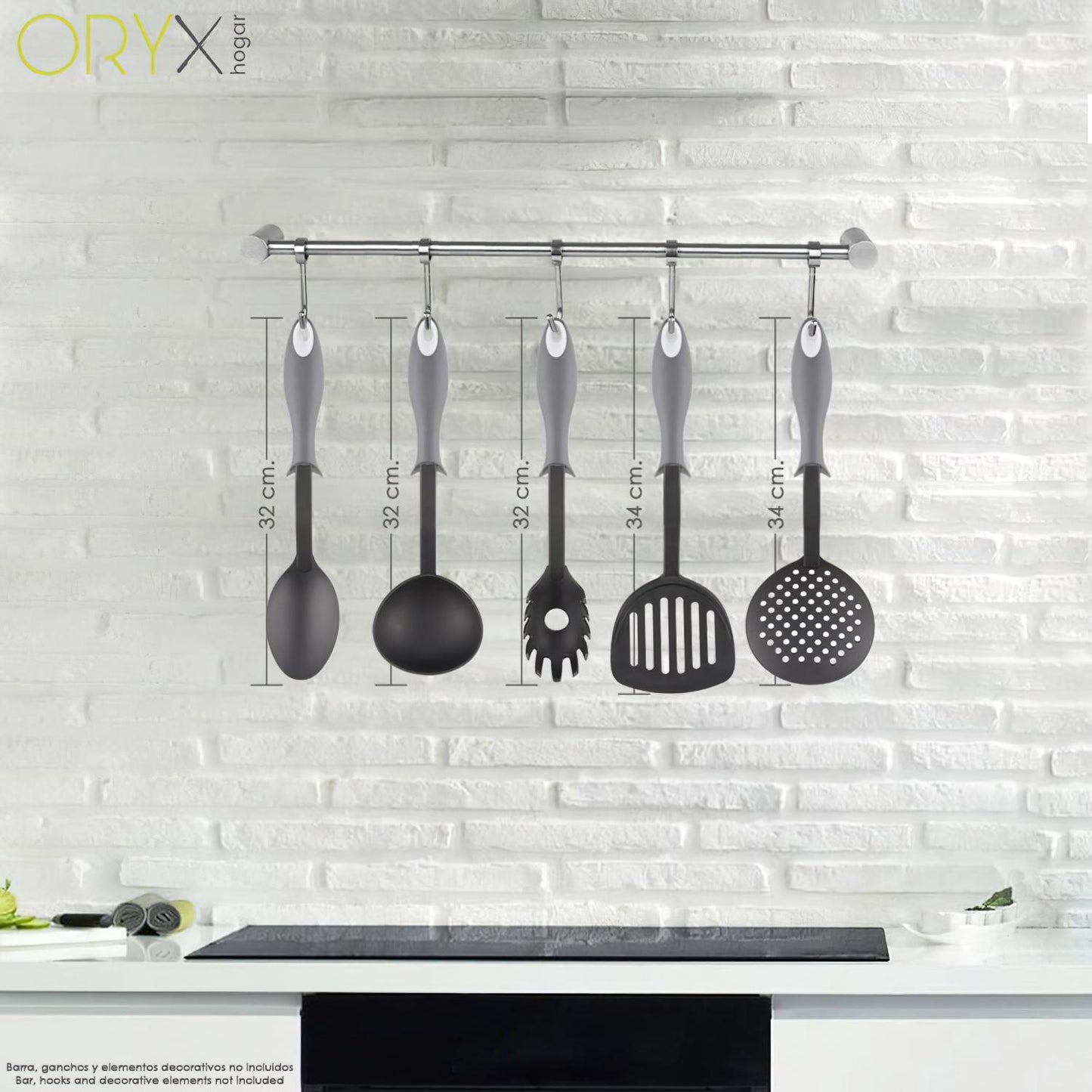 Cucharon Servir Cocina Nylon Con Mango Antigotas Engomado 32 X 9,8 Cm._3