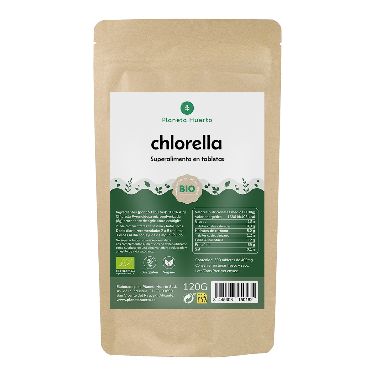 Chlorella BIO Planeta Huerto 120 g, 300 tabletas