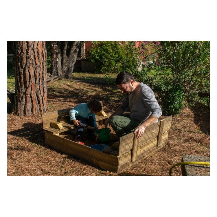 Arenero De Madera Masgames Tectum Con Cubierta De Madera Plegable.