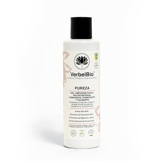 Verbelbio Pureza - Gel Limpiador Facial ECO. Purificante, Oxigenante y Calmante. Con Hamamelis, Magnolia y Pomelo