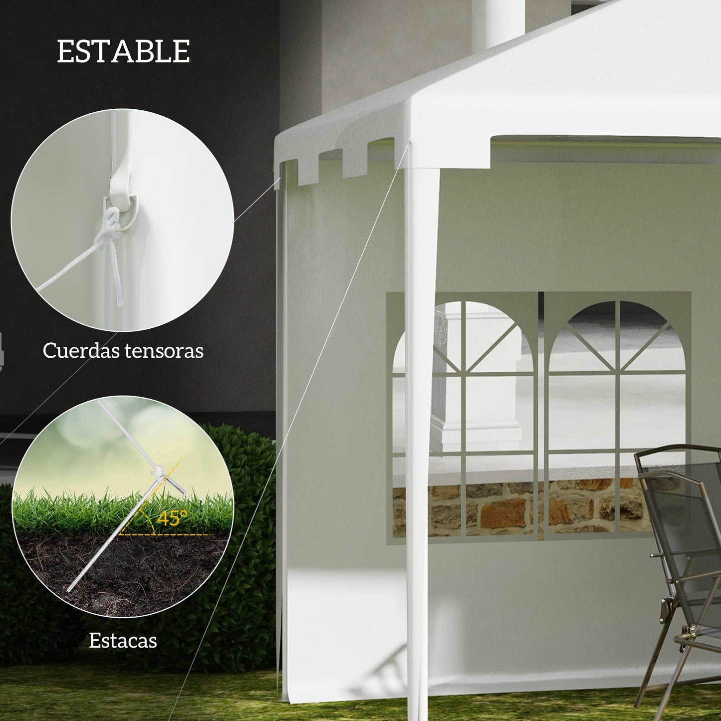 Outsunny Carpa De Jardín 4x3 M Con 2 Laterales 2 Ventanas Anti-uv Blanco_5