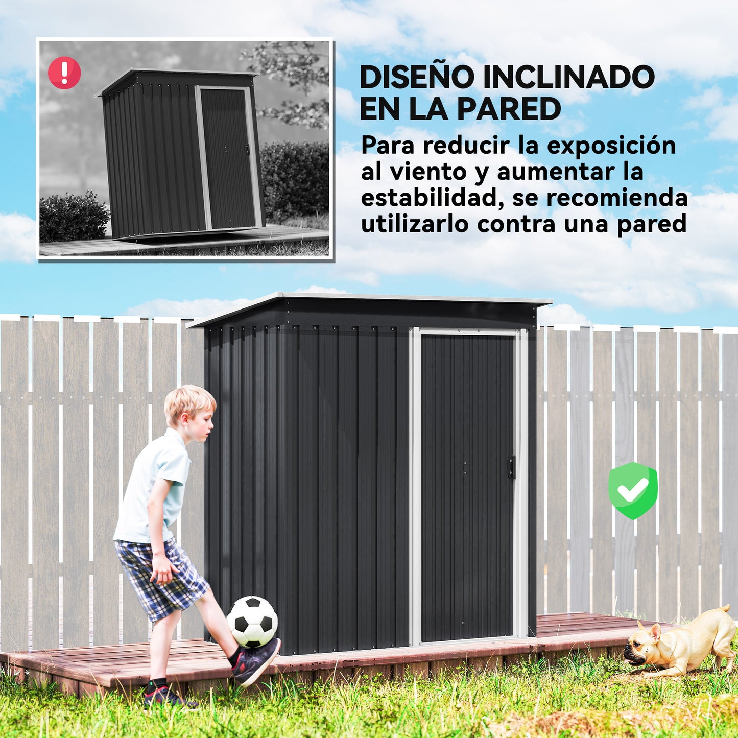 Outsunny Cobertizo De Jardín Exterior 1,2 M² 163x89x182cm Puerta Corredera Negro_5