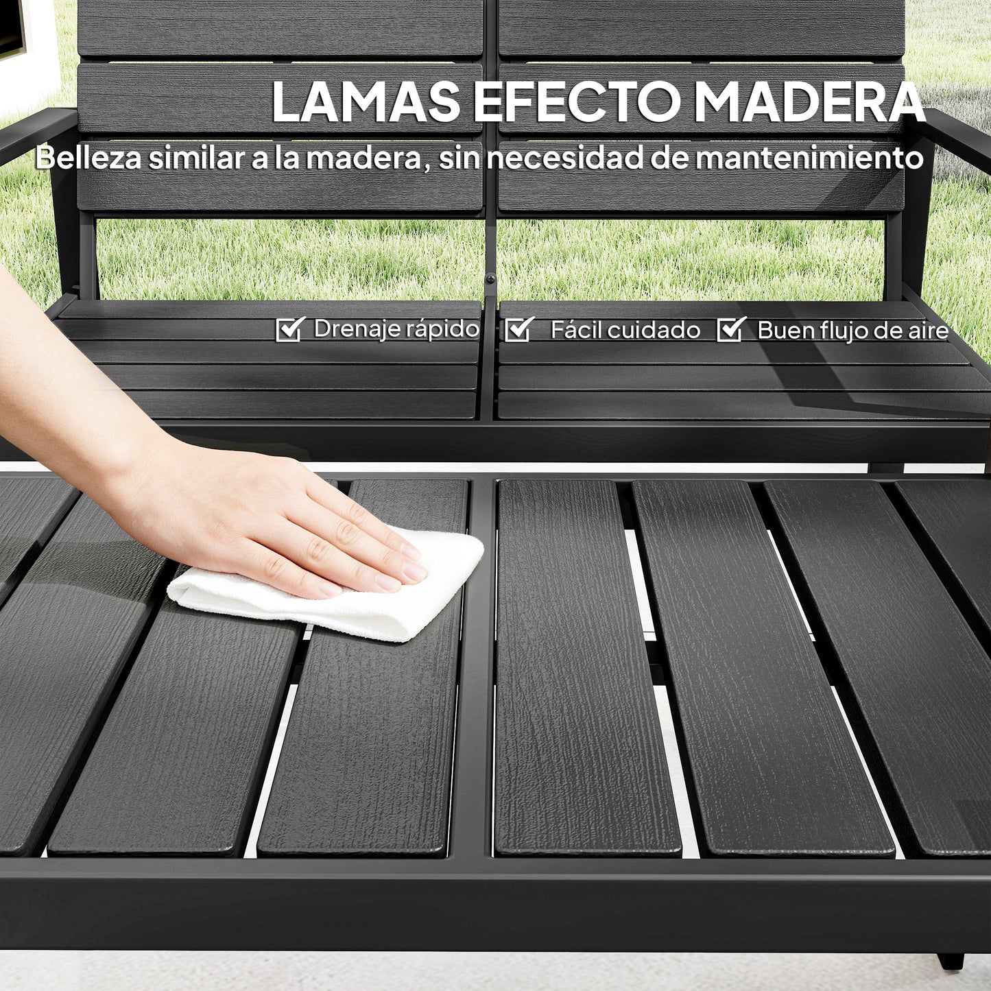 Outsunny Conjunto De Muebles De Jardín Para 4 Personas Negro_5