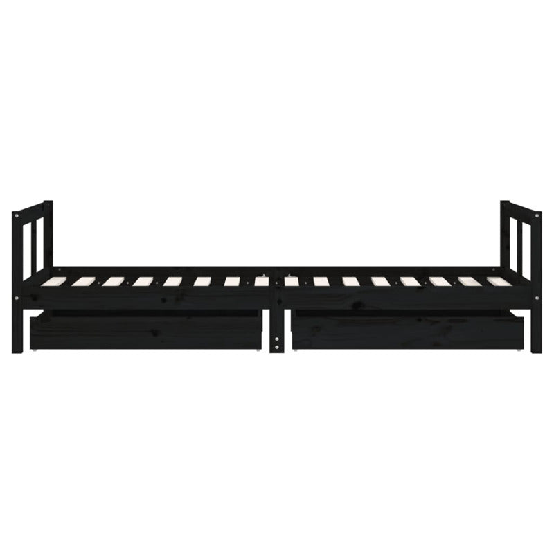 Vidaxl Estructura De Cama Niños Con Cajones Madera Pino Negro 80x200cm_5