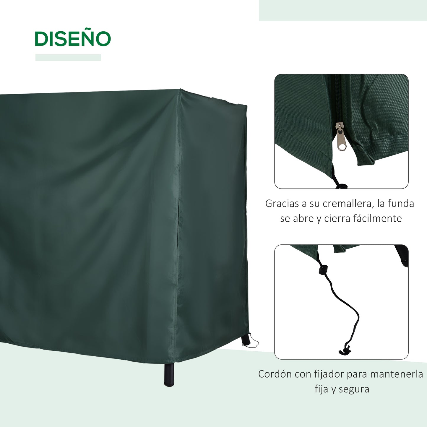 Outsunny Funda Columpios Jardín Cubierta Muebles De Exterior Con Cremallera_5