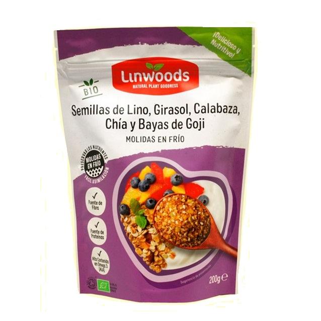 Semillas de Lino, Girasol, Calabaza, Chía y Bayas de Goji molidas Bio - Linwoods 425 g