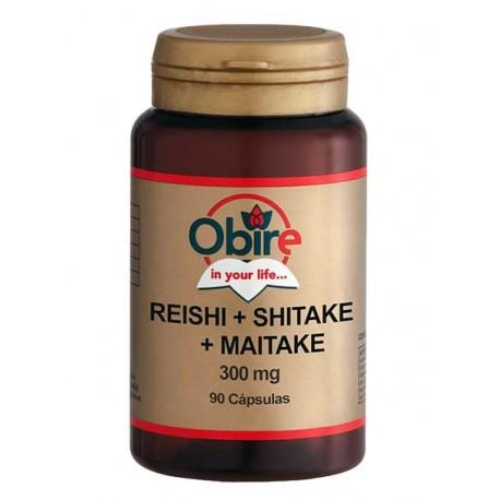Reishi, Shitake y Maitake 300 mg Obire, 90 cápsulas