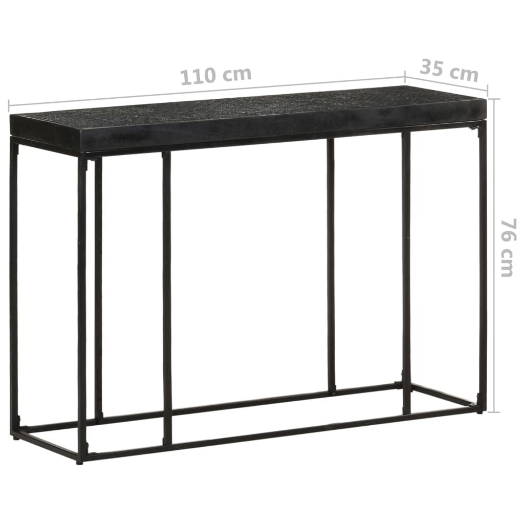 Mesa Consola Madera Maciza De Acacia Y Mango Negro 110x35x76 Cm_4