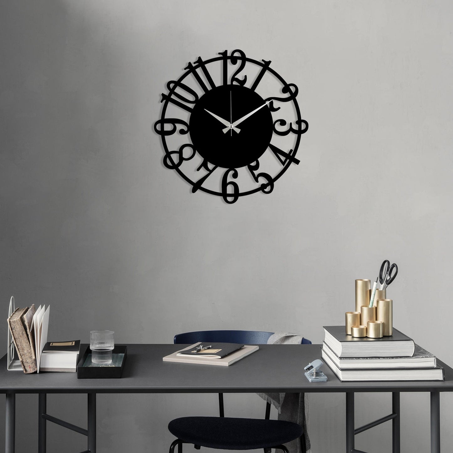 Reloj De Pared Circular Metal Estilo Números