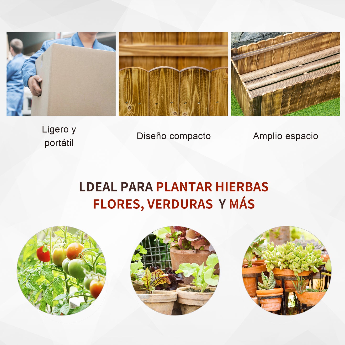 Outsunny Jardinera Elevada Rectangular De Madera 120x40x40 Cm Carbonizada_5