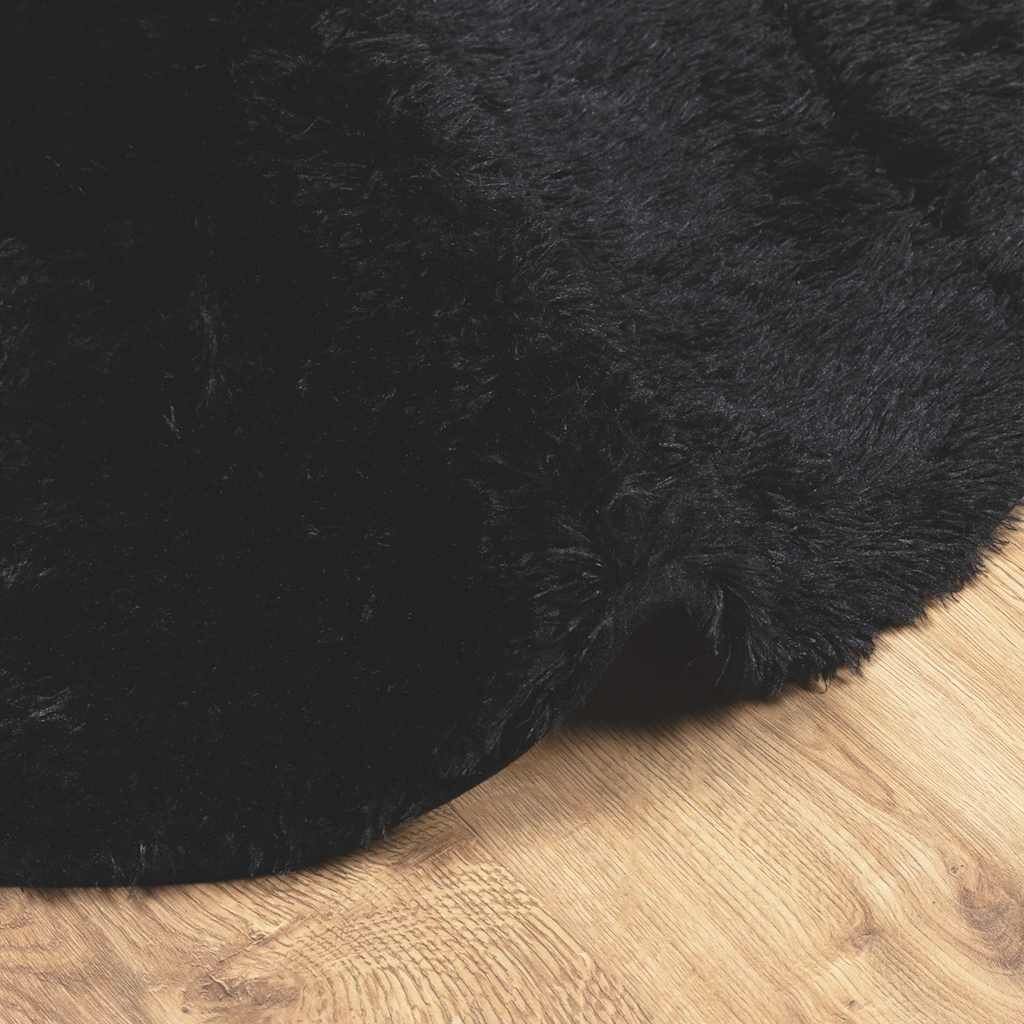 Vidaxl Alfombra Peluda De Pelo Largo Navarra Negra 240x240cm Poliéster_4