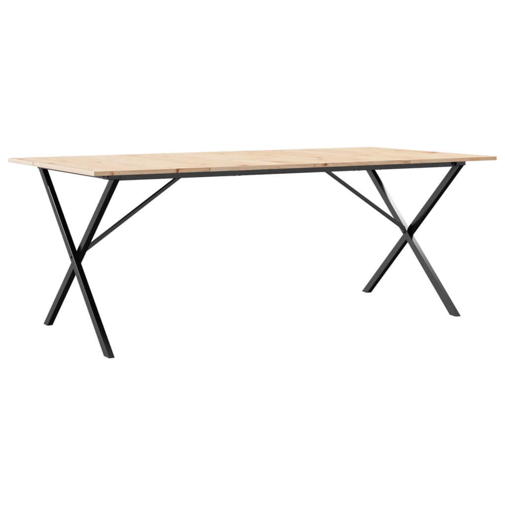 Mesa De Comedor Marco X Madera Maciza Pino Y Acero 200x100x75cm_4
