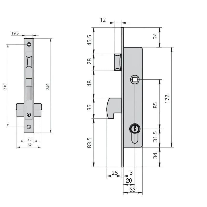 Cerradura Cvl 1990/20/5   Carpinteria  Metálica