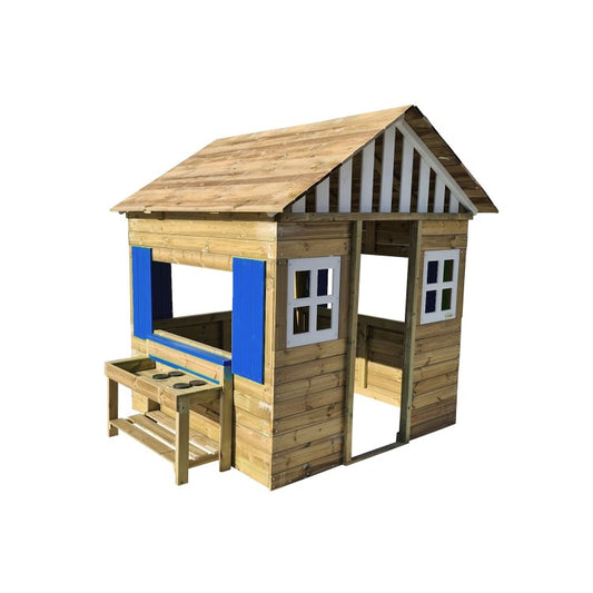 Casita De Madera Masgames Lollipop Xxl Horeca + Cocinita Azul.
