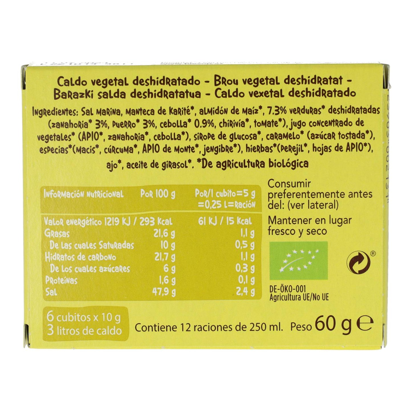 Caldo de Verduras en Cubitos Biocop 6 x 10gr