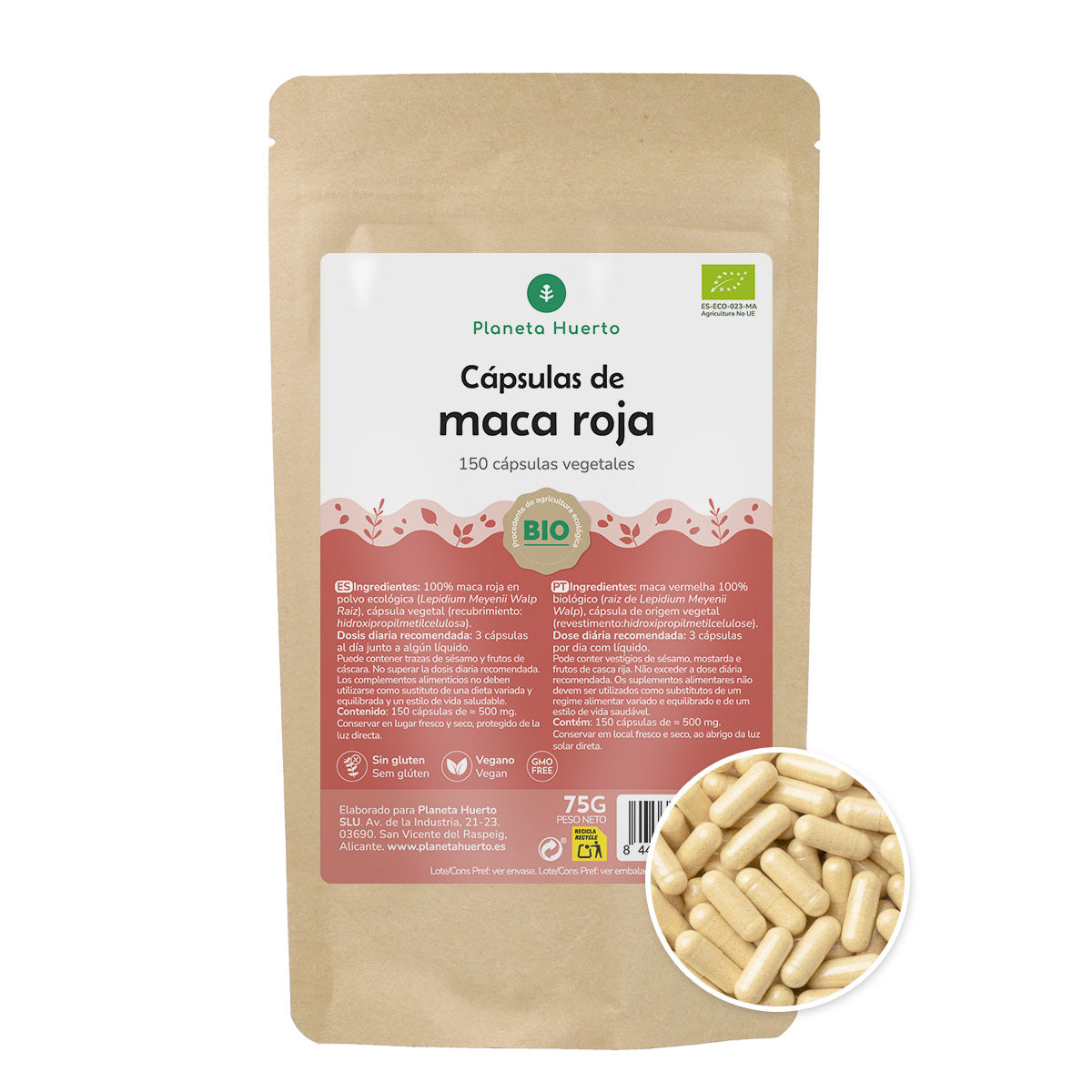 Maca Roja BIO Planeta Huerto 150 cápsulas