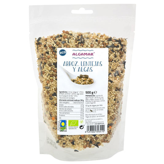 Arroz, Lentejas Y Algas Eco 500 g Algamar