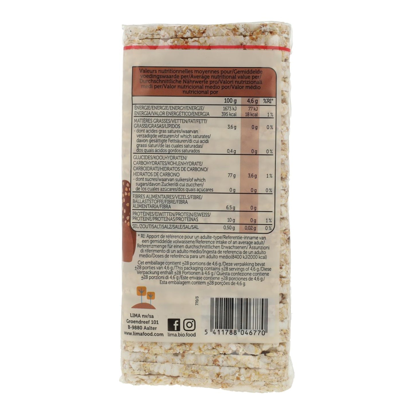 Tortitas finas de trigo sarraceno y semillas de linaza Lima 130 g