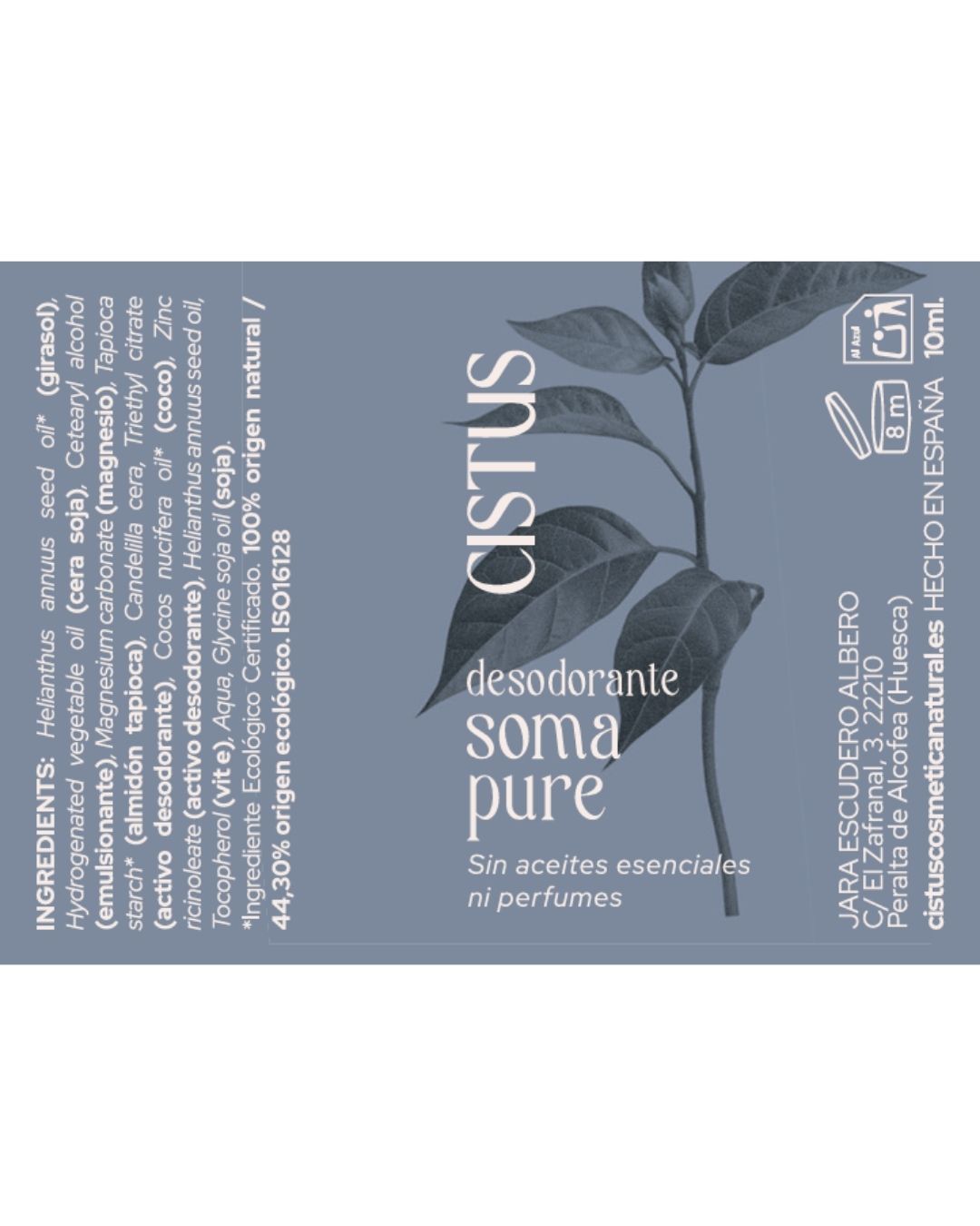 Desodorante sólido natural sin aluminio y sin perfume para piel sensible | SOMA PURE Viaje 10 ml_5