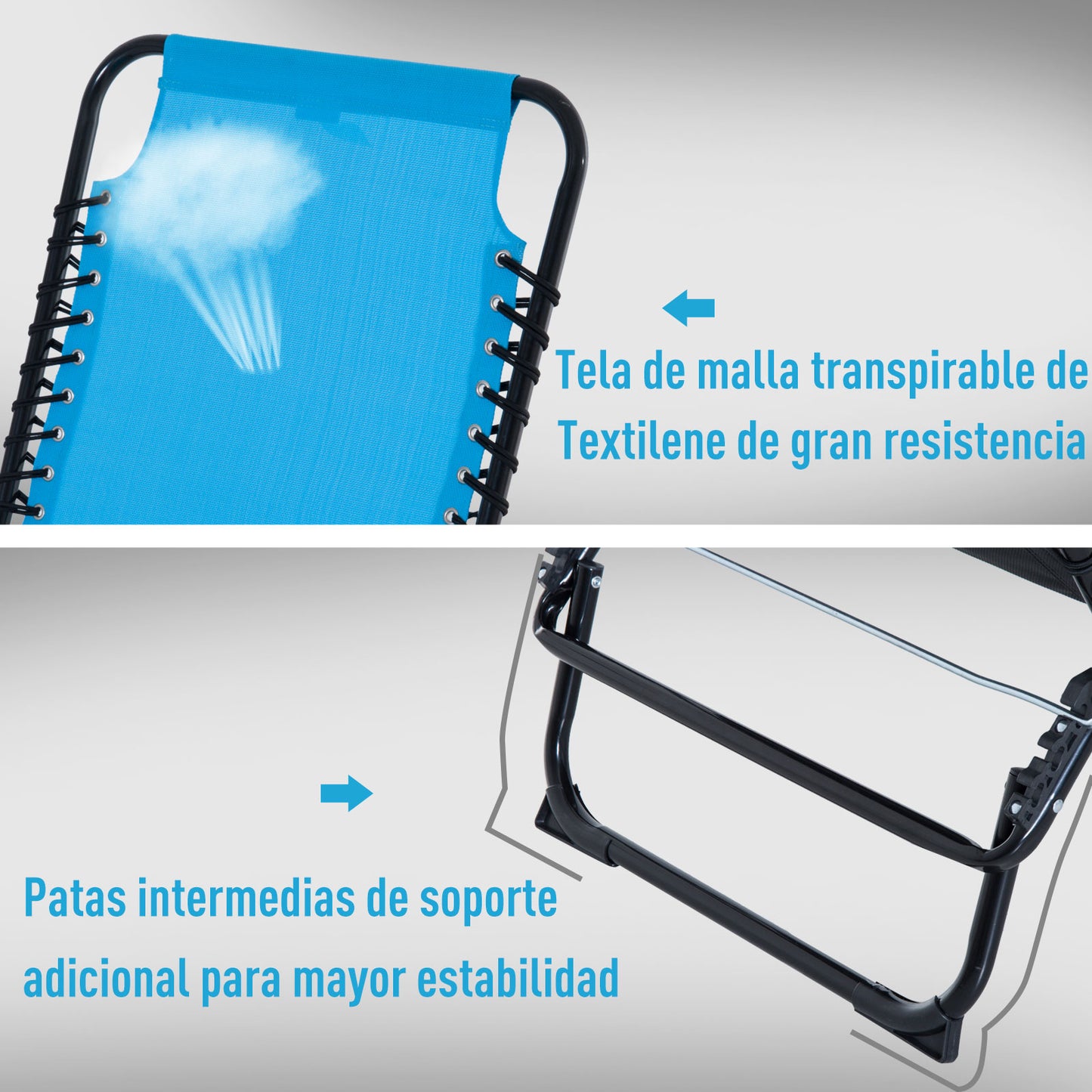 Outsunny Tumbona Plegable Y Ajustable De 4 Posiciones Con Sistema De Cordones_5