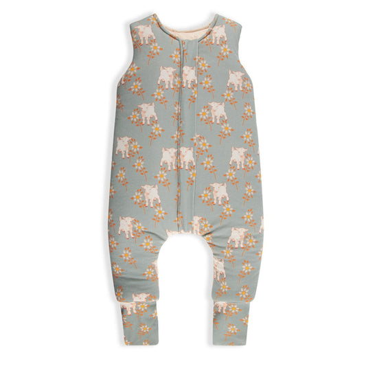 Saco De Dormir Con Pies Reversible T-xs Jersey Algodón Sky Blue-cream