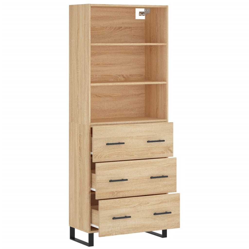Aparador Alto Madera Contrachapada Color Roble 69,5x34x180 Cm_3