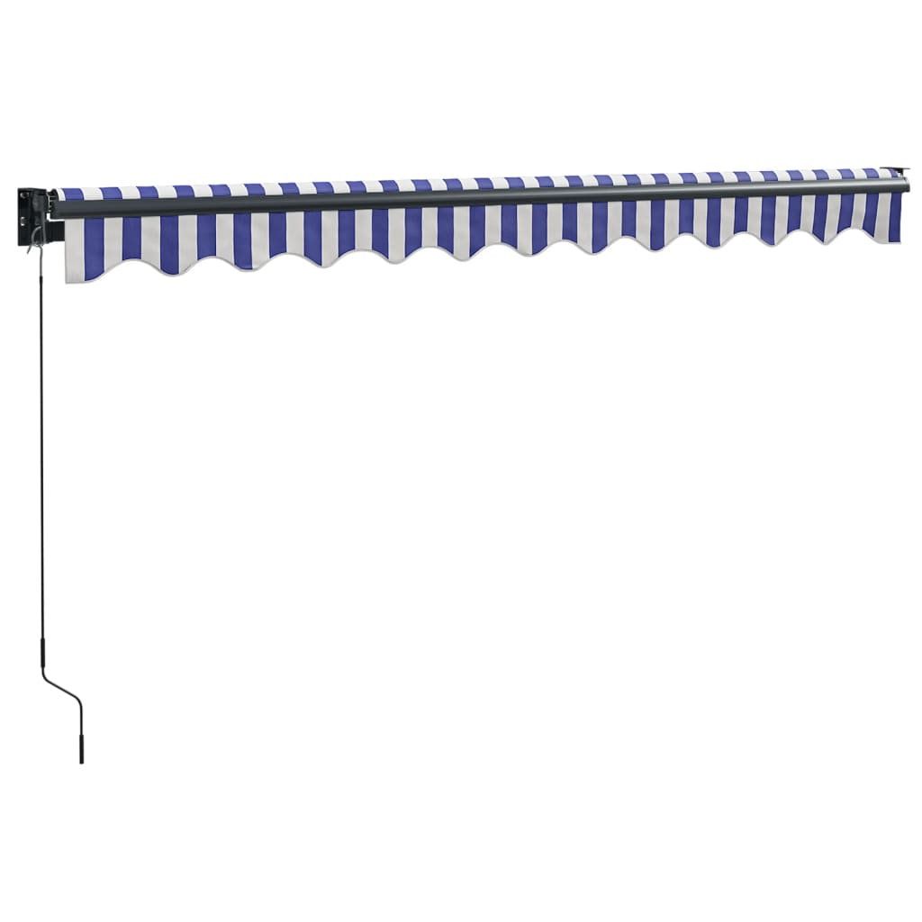 Toldo Retráctil Aluminio Y Tela Azul Y Blanco 3,5x2,5 M_5