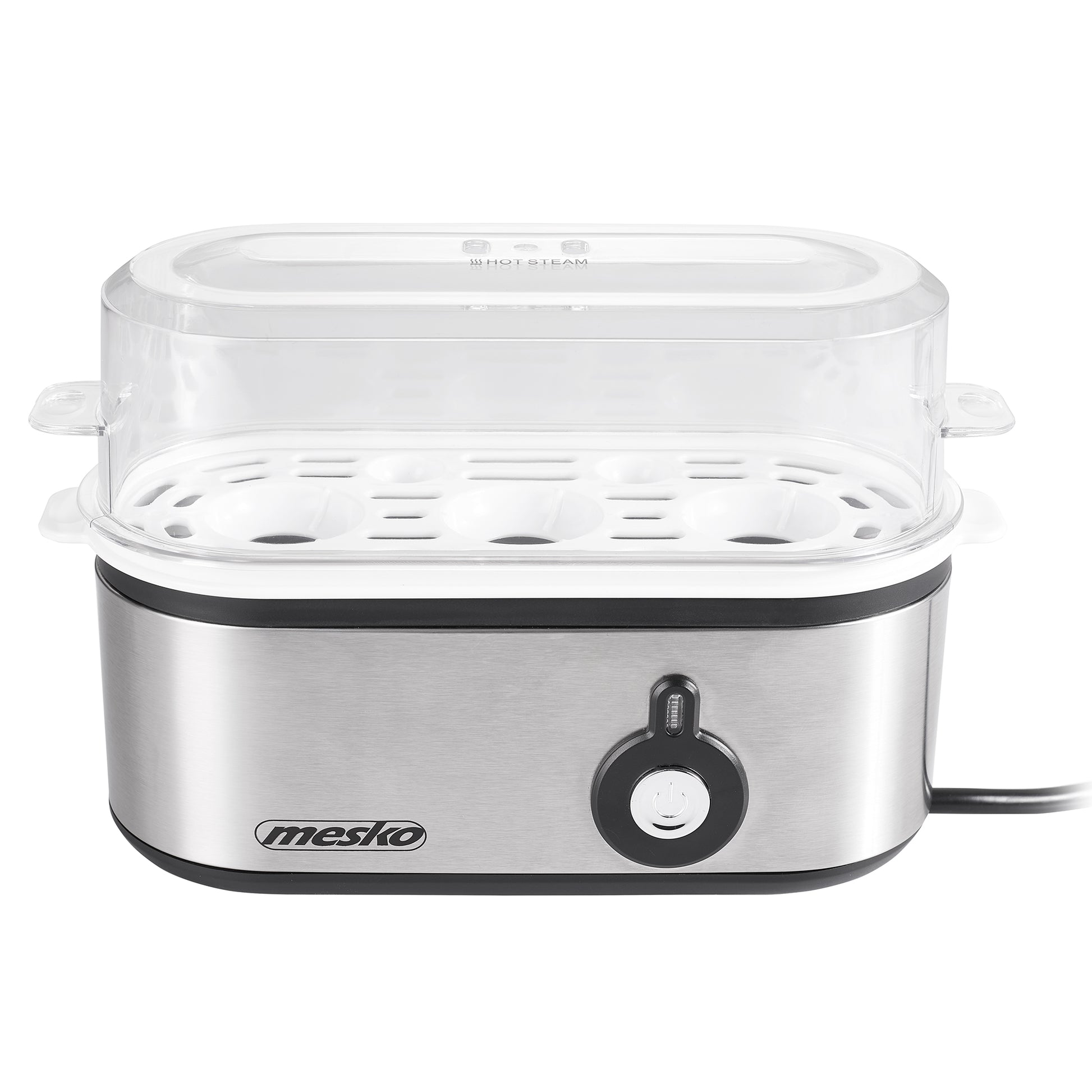 Cuece Huevos Eléctrico, 3 Huevos Cocidos, Ajuste Eléctronico Cocción, Soporte Extraíble, Sin Bpa Mesko Ms4485 Plata