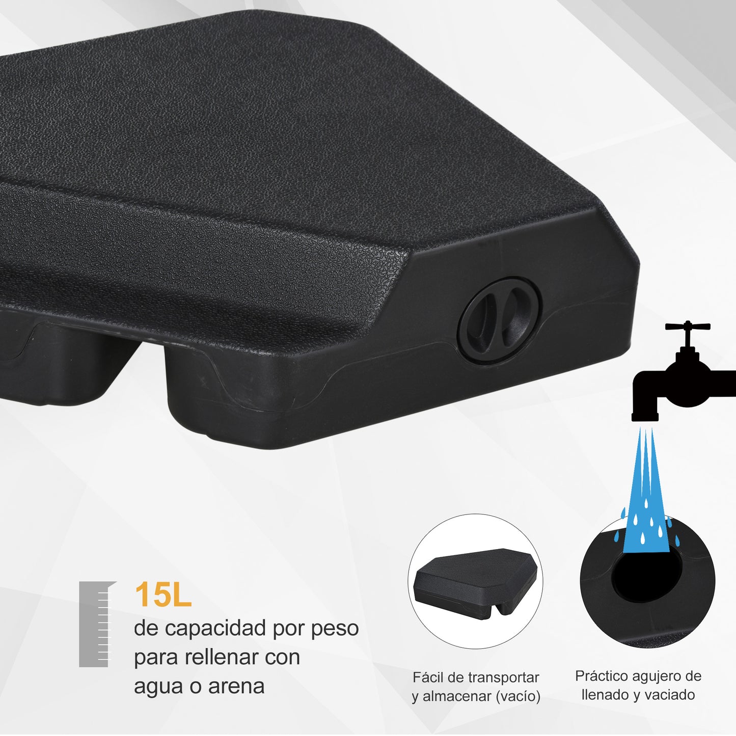 Outsunny Base Para Sombrilla Crucial De 4 Pesos Rellenables De Agua Arena_5