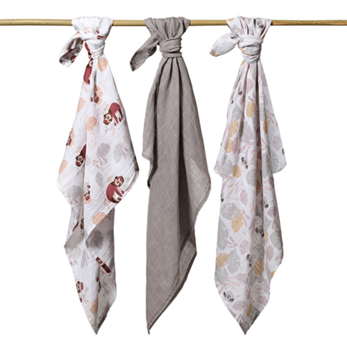 Pack 3 Muselinas Algodón 70x70 Cm Perezoso