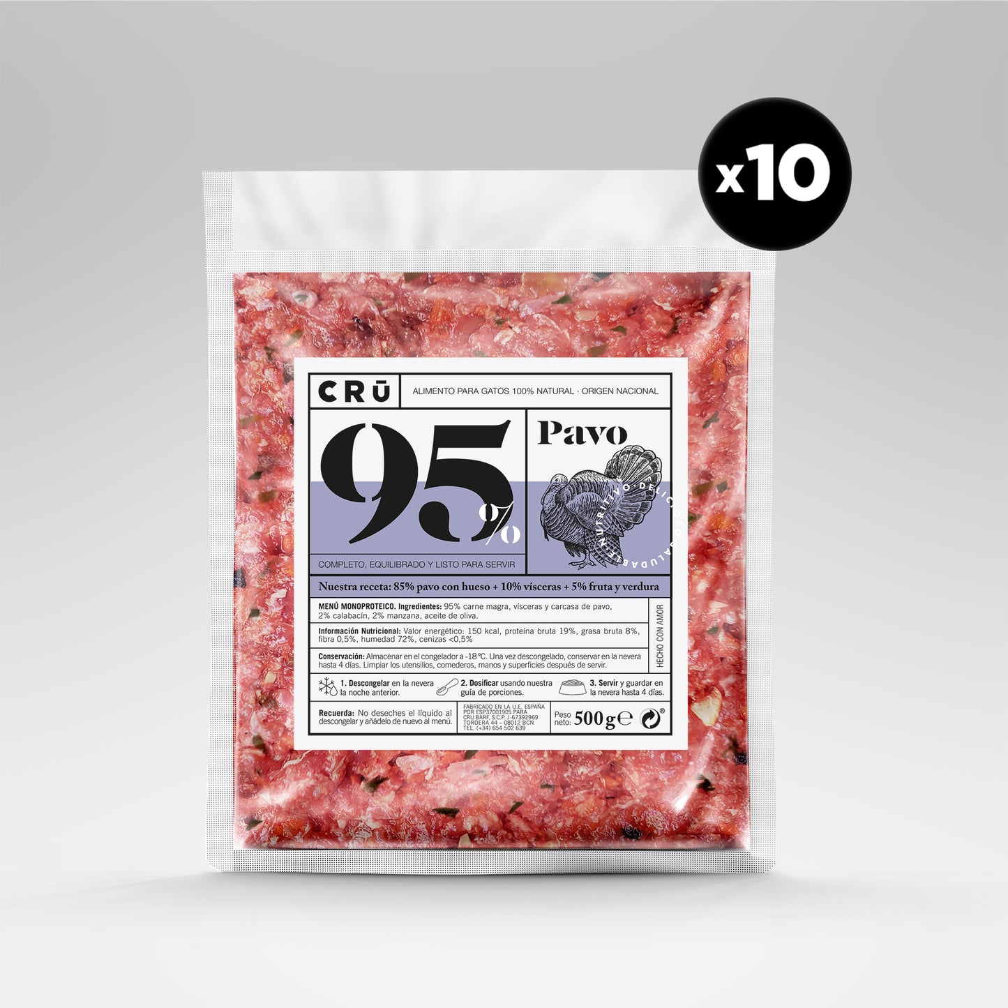 Menú Barf De Pavo Para Gato - 10 Paquetes_0