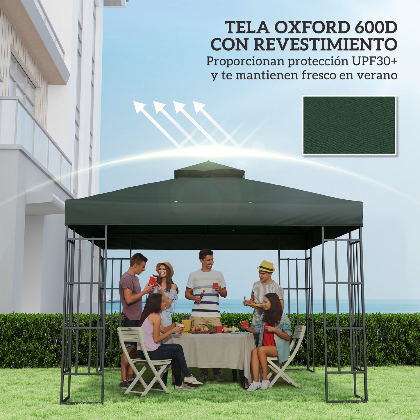 Outsunny Techo De Repuesto Para Cenador 3x3 M Con Techo Doble Protección Uv 30+_5