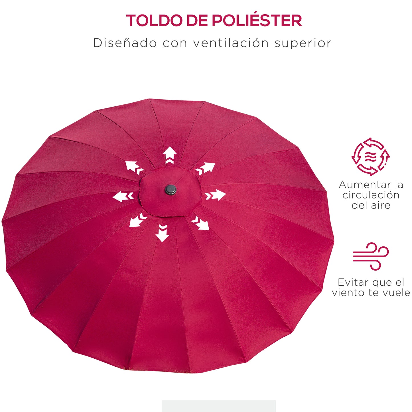 Outsunny Sombrilla Terraza Exterior Ø250 Cm Con Ángulo Inclinable Rojo Burdeos_5