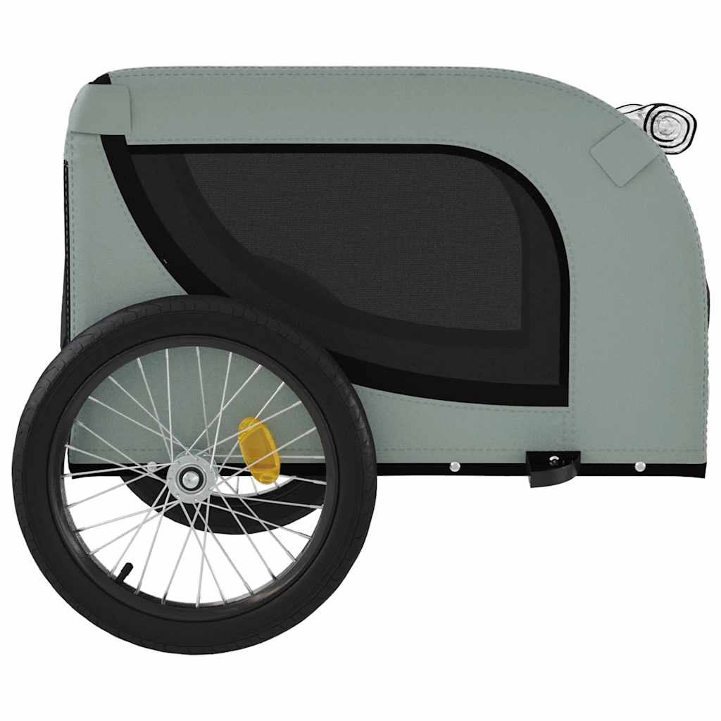 Remolque De Bicicleta Mascotas Hierro Tela Oxford Gris Negro_5