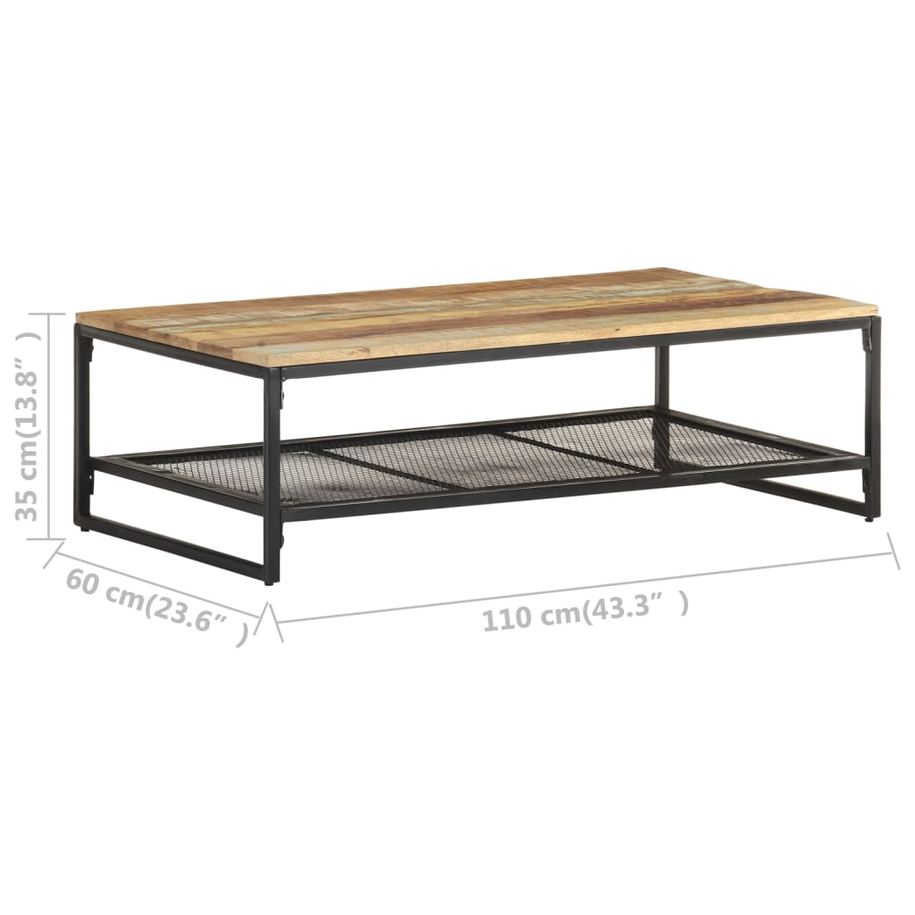 Mesa De Centro De Madera Maciza Reciclada 110x60x35 Cm_4