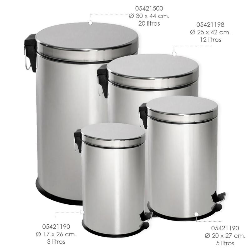 Papelera Maurer  Inoxidable 12 Litros Ø 25 X 42 Cm.