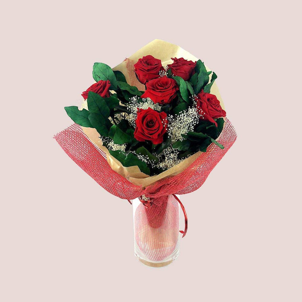 Mundo Eterno Ramo De 6 Rosas Rojas