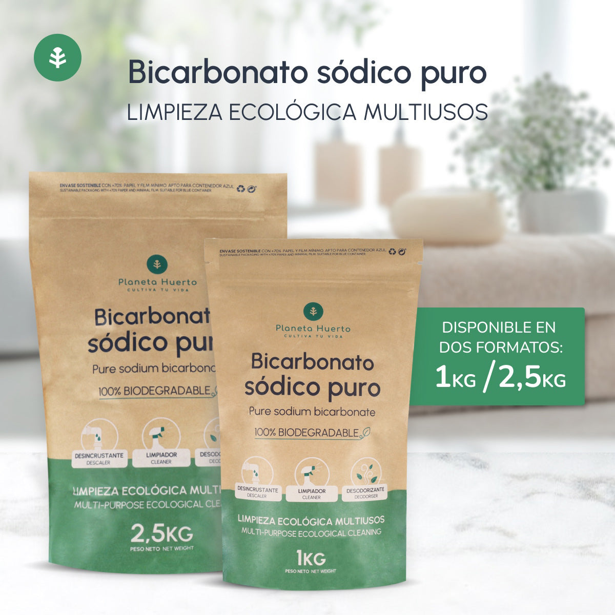 Pack 6x Bicarbonato sódico Planeta Huerto 1 Kg