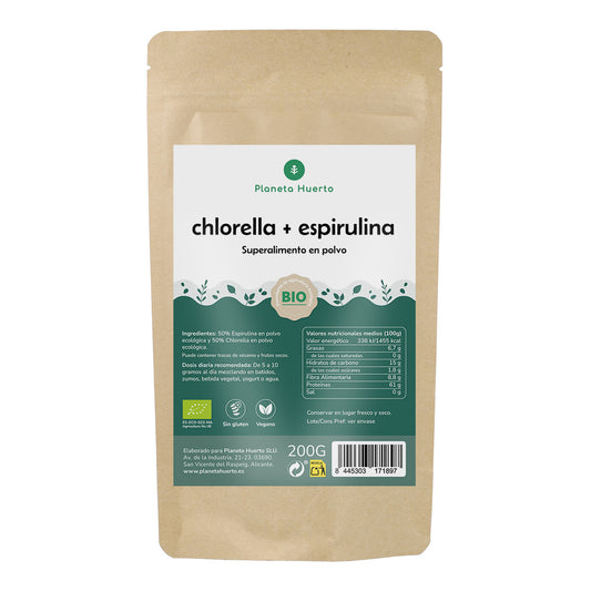 Chlorella + Spirulina en polvo Planeta Huerto 200 g