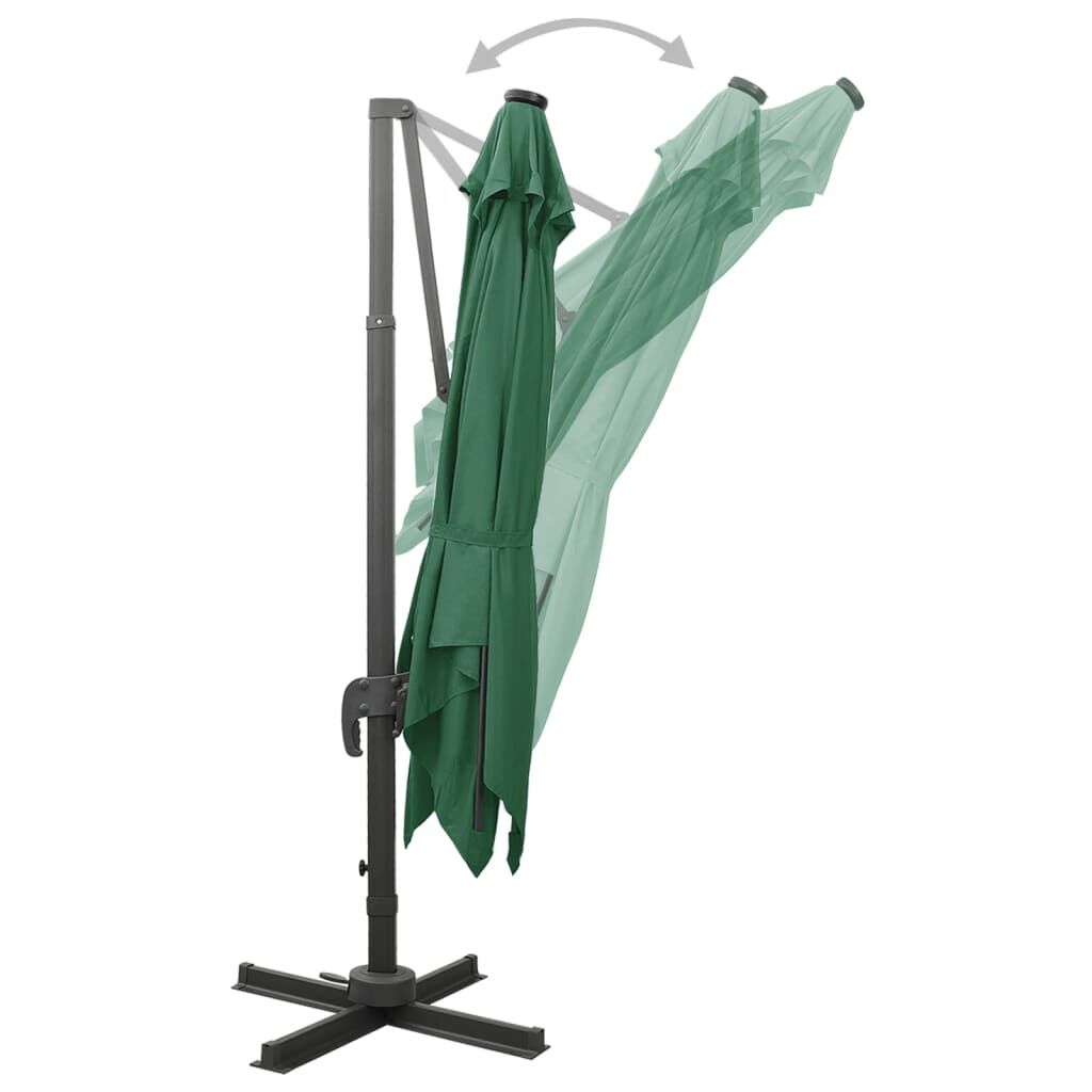 Vidaxl Sombrilla De Jardín Voladiza Con Palo Y Luces Led Verde 300 Cm_4