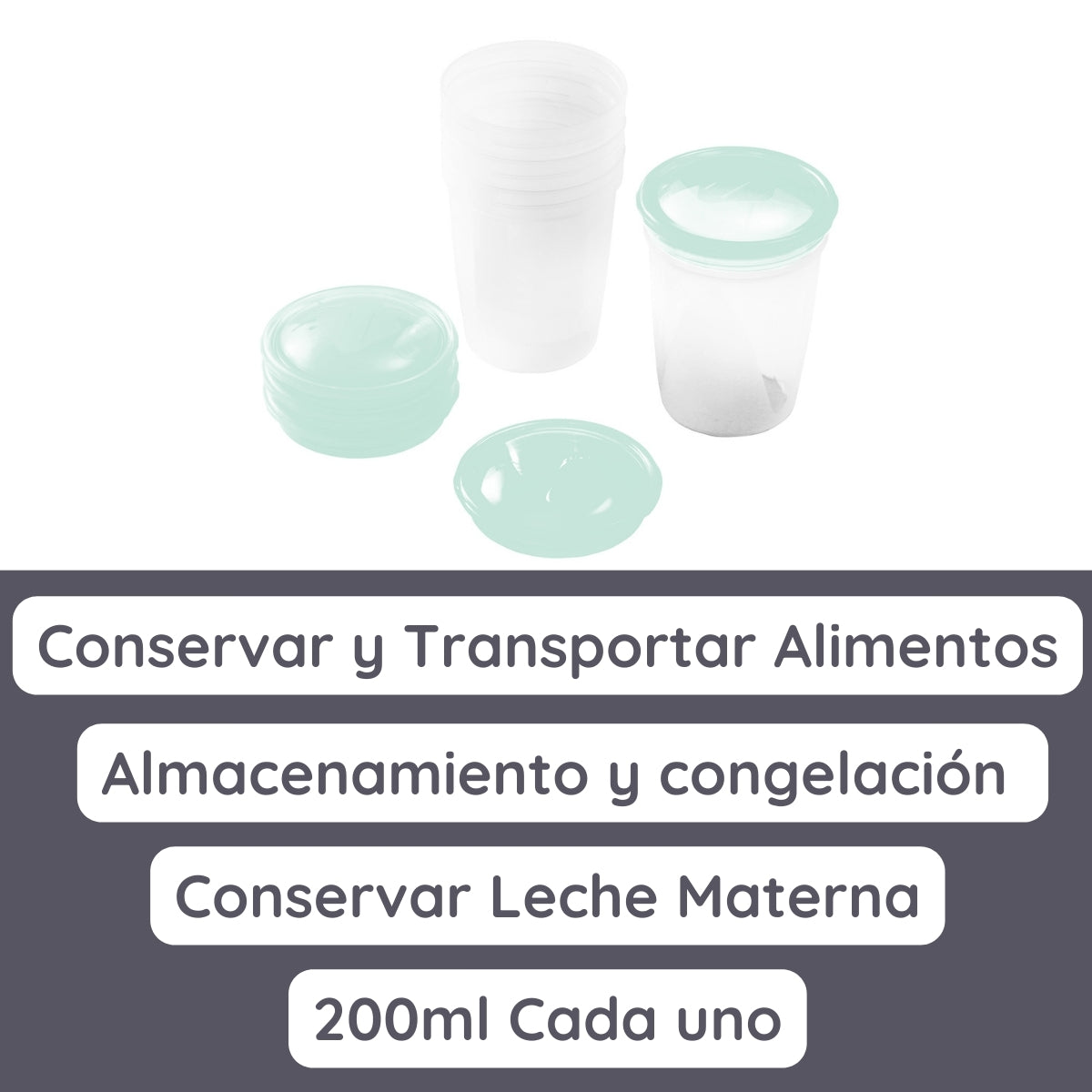 Recipientes Para La Leche Y Alimentos Pack 4 Unid.