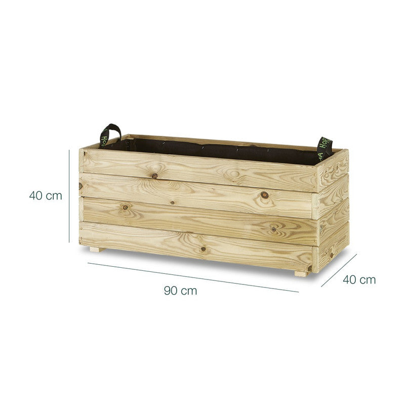 Jardinera Rectangular De Madera Tratada 90x40x40 Cm Ghio Hortalia_5