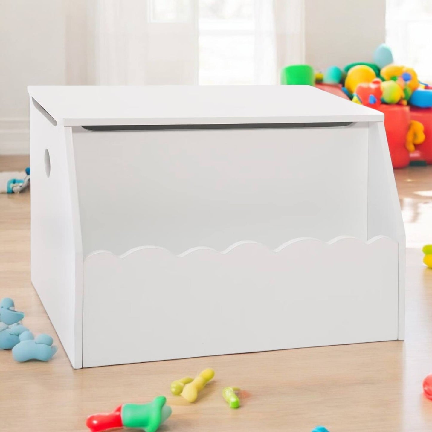 Well Home - Cofre Juguetes Y Biblioteca Blanco Funcionalidad Y Estilo Para Los Más Pequeños 57,5 X 37,5 X 38,5 Cm