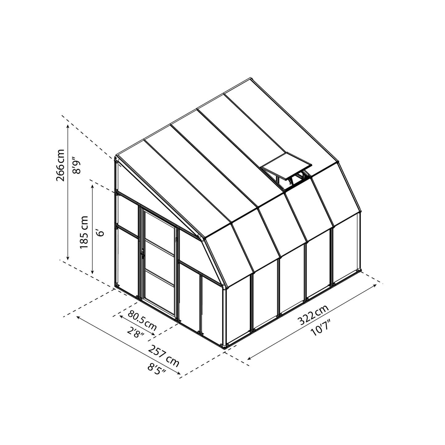 Pérgola adosada cerrada Sunroom 322x257 cm