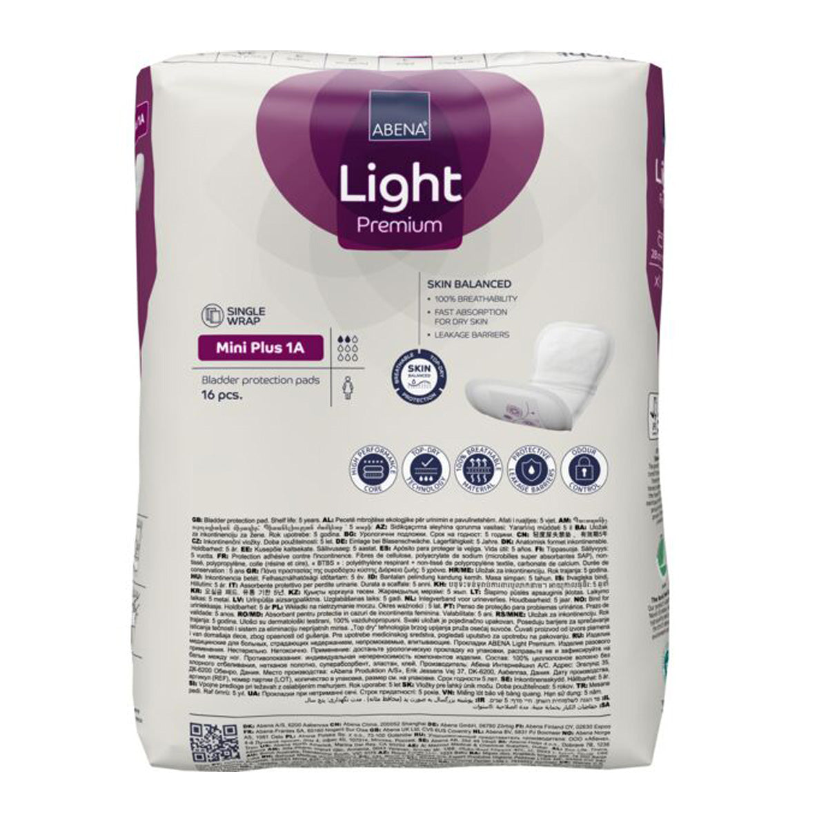 Compresas para la incontinencia Light, Mini Plus ABENA 16 uds